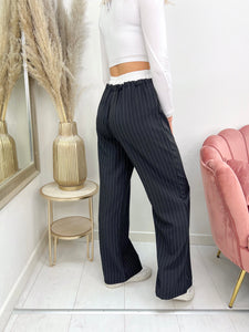 BRITT WIDE LEG PANTS striped/zwart