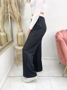 BRITT WIDE LEG PANTS striped/zwart