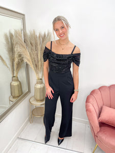 MOON GLITTER JUMPSUIT zwart