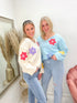 LIEVE FLOWER SWEATER babyblauw