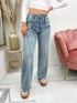 KADY JEANS MET DUBBELE TAILEBAND licht blauw