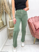 LENA HIGH WAISTED WIDE LEG JEANS legergroen