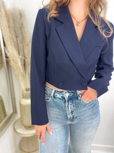 EMILY CROPPED BLAZER donkerblauw