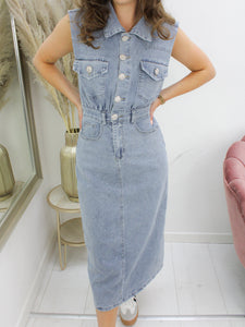 ALAYA DENIM DRESS