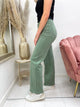 LENA HIGH WAISTED WIDE LEG JEANS legergroen