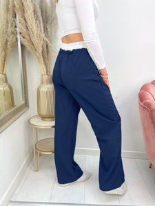 BRITT WIDE LEG PANTS donkerblauw