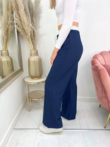 BRITT WIDE LEG PANTS donkerblauw