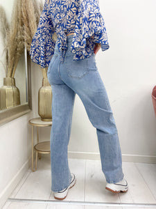 LEYLA GLITTER WIDE LEG JEANS light blue