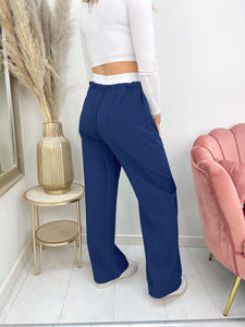 BRITT WIDE LEG PANTS striped/donkerblauw