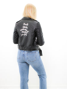 LEATHER JACKET met tekst